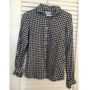 J crew gingham Navy Button Down